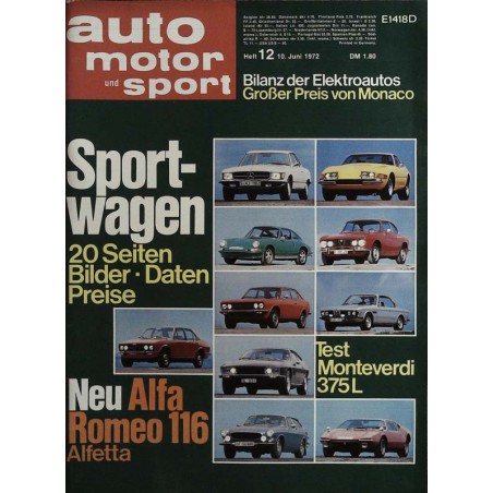 auto motor & sport Heft 12 / 10 Juni 1972 - Sportwagen