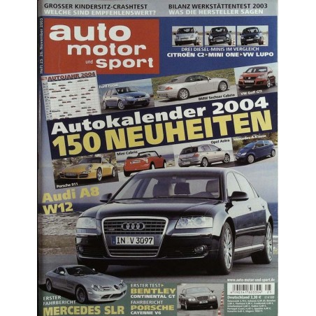 auto motor & sport Heft 25 / 26 November 2003 - 150 Neuheiten