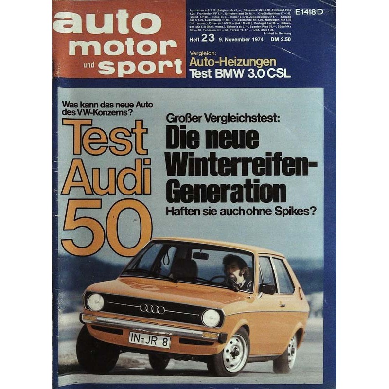 auto motor & sport Heft 23 / 9 November 1974 - Audi 50