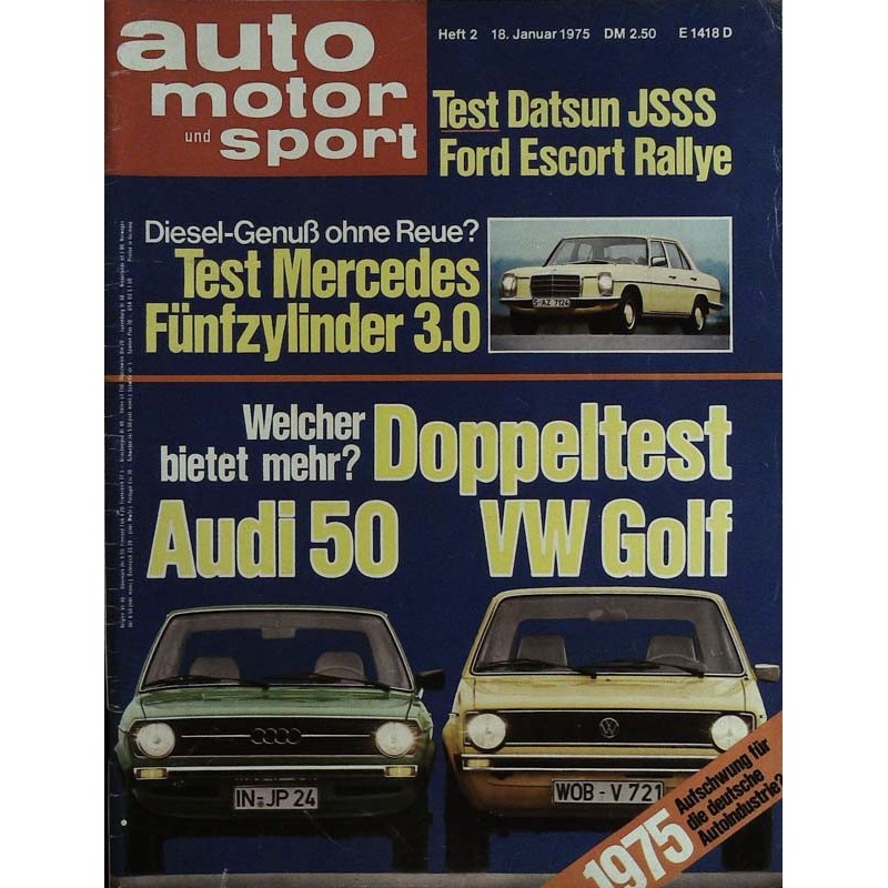 auto motor & sport Heft 2 / 18 Januar 1975 - Audi 50 vs. VW Golf