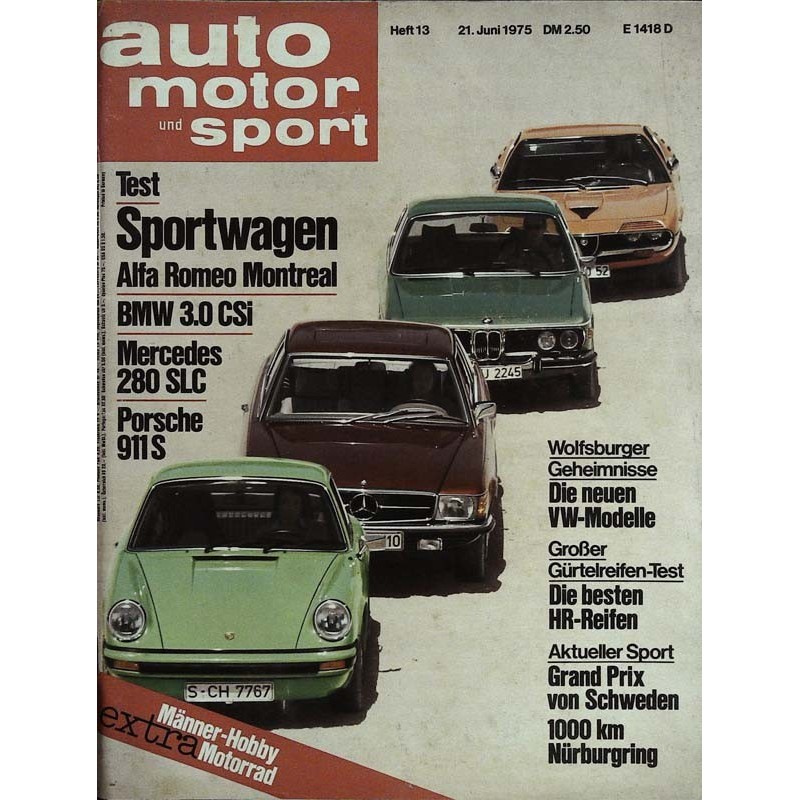 auto motor & sport Heft 13 / 21 Juni 1975 - Test der Sportwagen