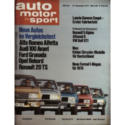 auto motor & sport Heft 26 / 21 Dez. 1977 - Neue Autos