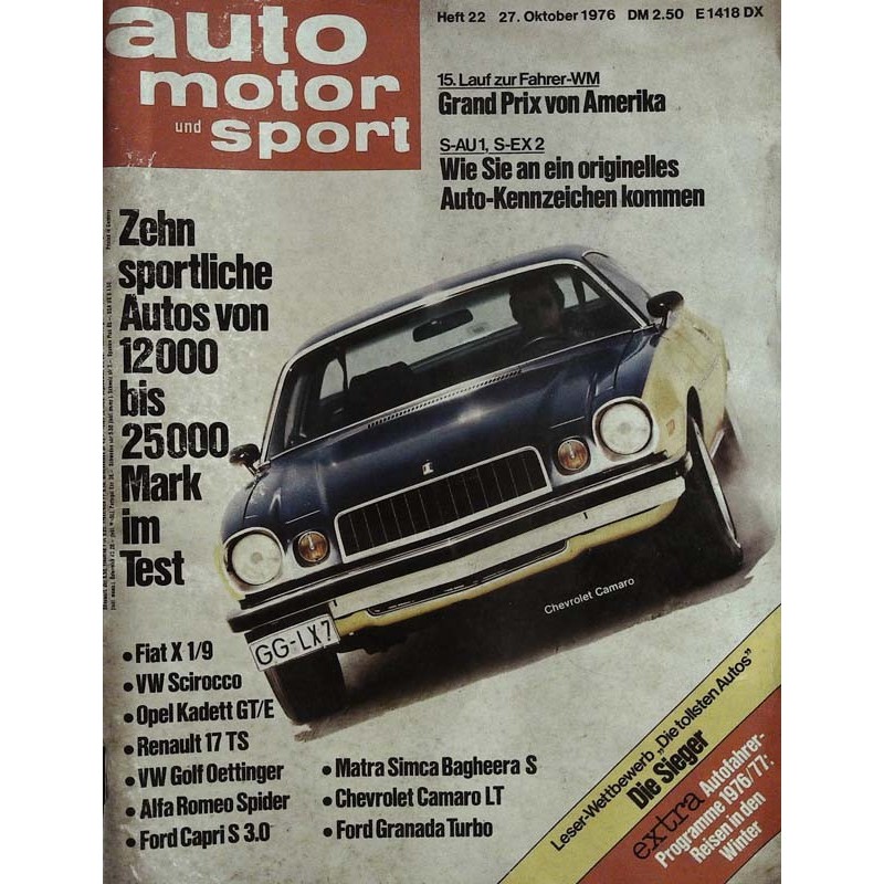 auto motor & sport Heft 22 / 27 Okt. 1976 - Chevrolet Camaro