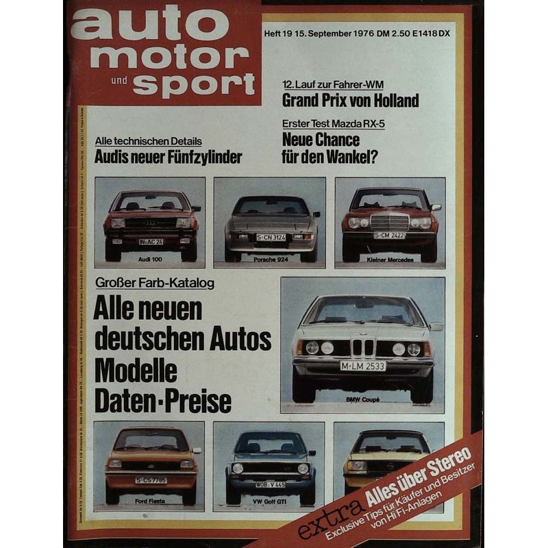 auto motor & sport Heft 19 / 15 September 1976 - Deutsche Autos
