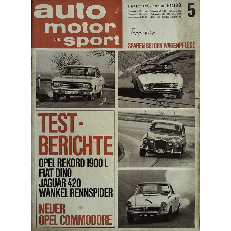 auto motor & sport Heft 5 / 4 März 1967 - Testberichte