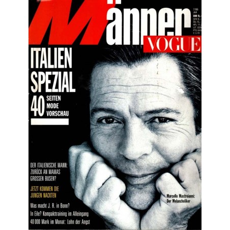 Männer Vogue 7/Juli 1986 - Marcello Mastroianni