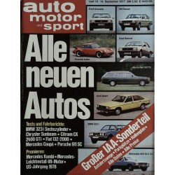auto motor & sport Heft 19 / 14 September 1977 - Alle neuen Autos