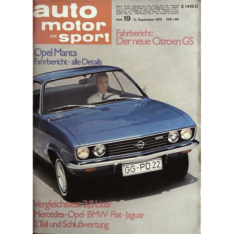 auto motor & sport Heft 19 / 12 September 1970 - Opel Manta