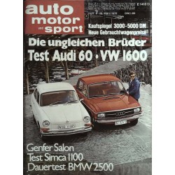 auto motor & sport Heft 7 / 28 März 1970 - Audi 60 vs. VW 1600
