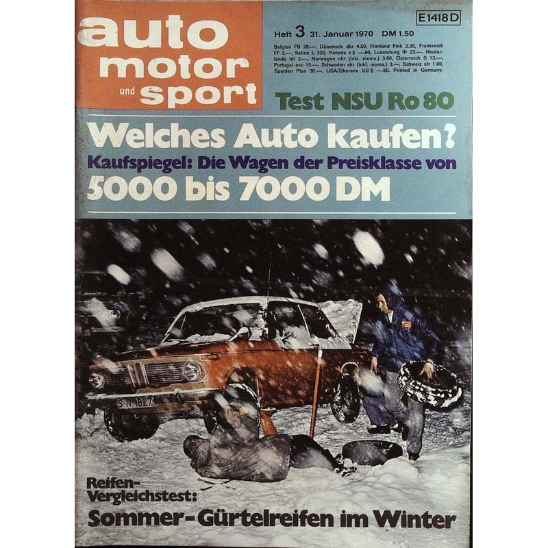 auto motor & sport Heft 3 / 31 Januar 1970 - Gürtelreifen im Winter