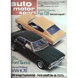 auto motor & sport Heft 20 / 26 Sept. 1970 - Ford Taunus & VW K70