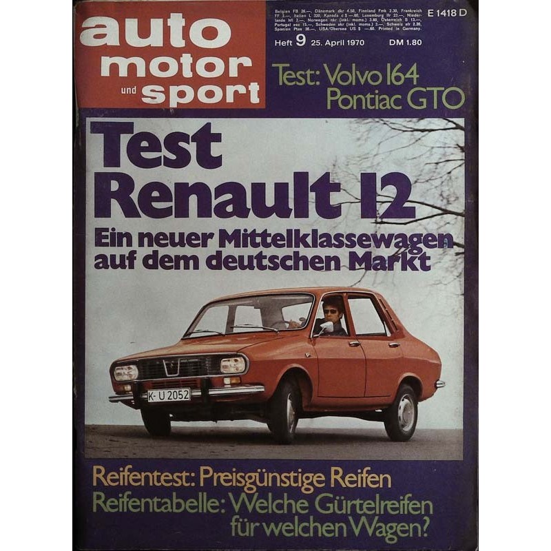 auto motor & sport Heft 9 / 25 April 1970 - Test Renault 12