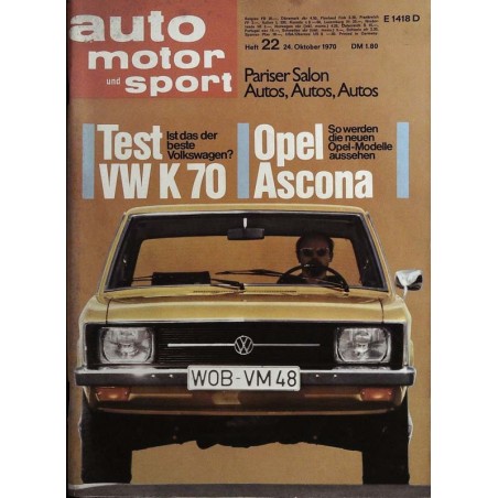 auto motor & sport Heft 22 / 24 Okt. 1970 - Test VW K 70
