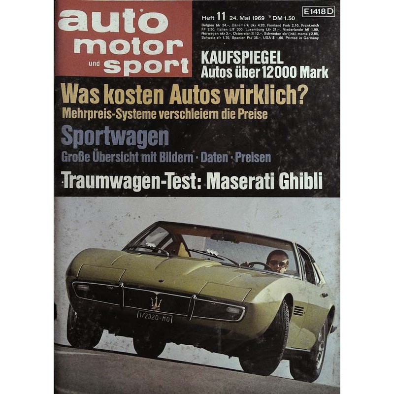 auto motor & sport Heft 11 / 24 Mai 1969 - Maserati Ghibli
