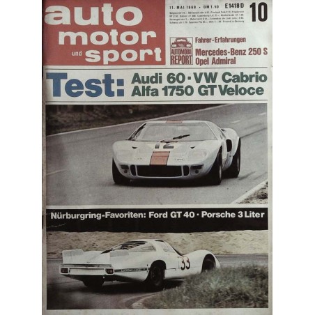 auto motor & sport Heft 10 / 11 Mai 1968 - Ford GT 40 vs Porsche