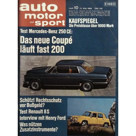 auto motor & sport Heft 10 / 10 Mai 1969 - Mercedes-Benz 250 CE