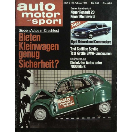 auto motor & sport Heft 5 / 28 Februar 1976 - Crashtest