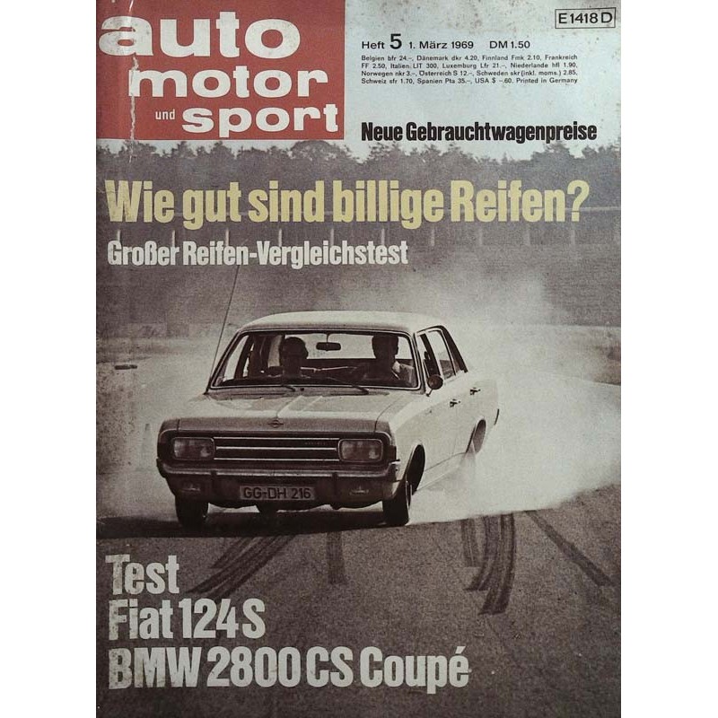 auto motor & sport Heft 5 / 1 März 1969 - Reifen Test
