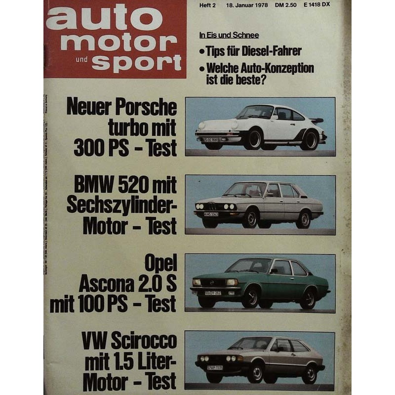 auto motor & sport Heft 2 / 18 Januar 1978 - Porsche, BMW, VW