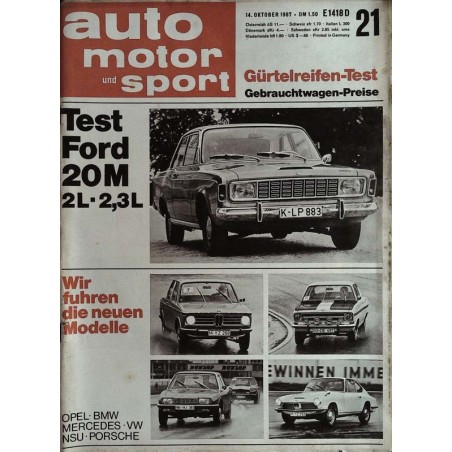 auto motor & sport Heft 21 / 14 Oktober 1967 - Ford 20M