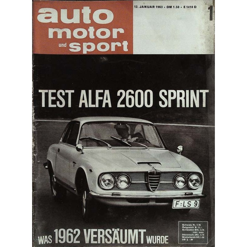 auto motor & sport Heft 1 / 12 Januar 1963 - Alfa 2600 Sprint