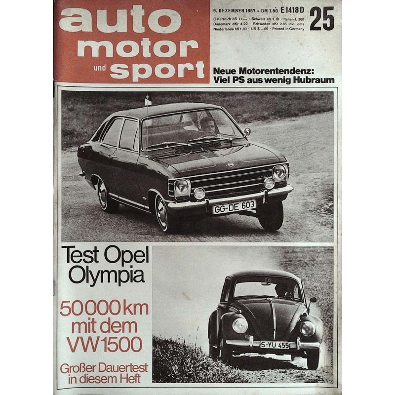 auto motor & sport Heft 25 / 9 Dezember 1967 - Opel Olympia