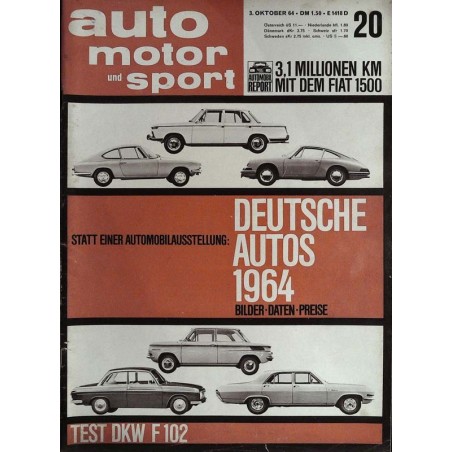 auto motor & sport Heft 20 / 3 Oktober 1964 - Deutsche Autos