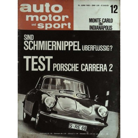 auto motor & sport Heft 12 / 15 Juni 1963 - Porsche Carrera 2