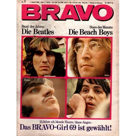 BRAVO Nr.1 / 1 Januar 1969 - Die Beatles & Die Beach Boys