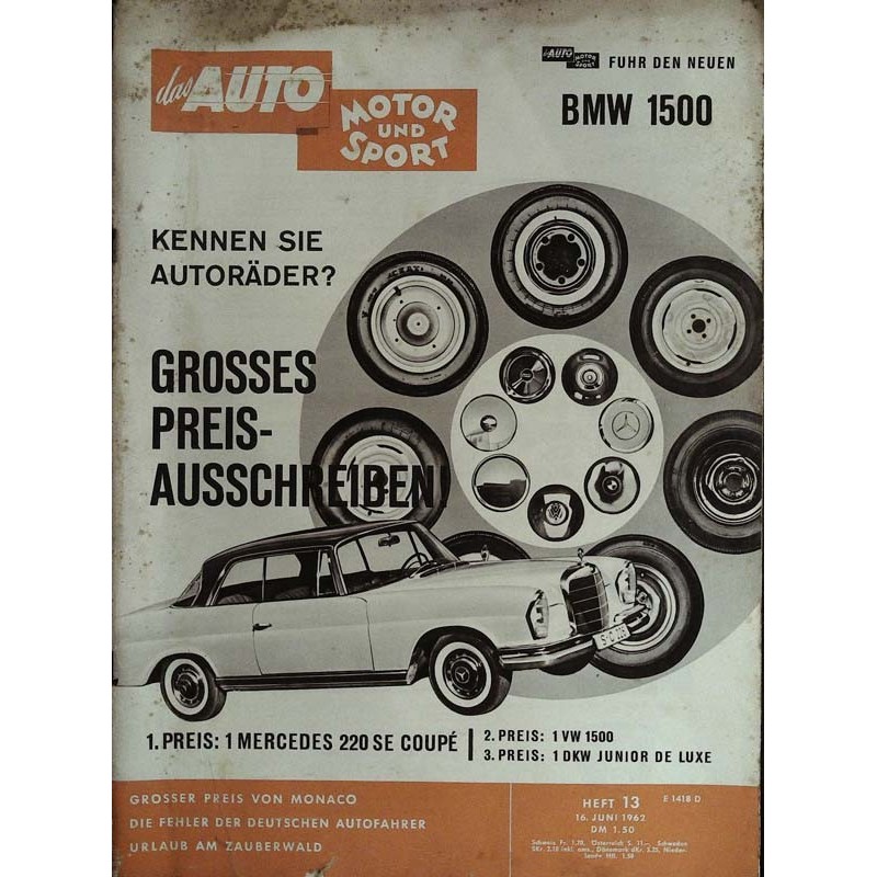 auto motor & sport Heft 13 / 16 Juni 1962 - Mercedes 220 SE Coupe