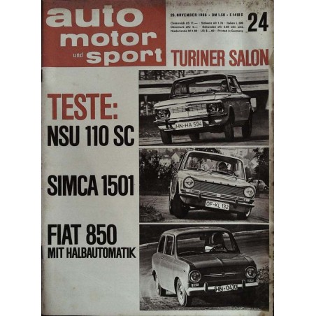 auto motor & sport Heft 24 / 26 November 1966 - Teste