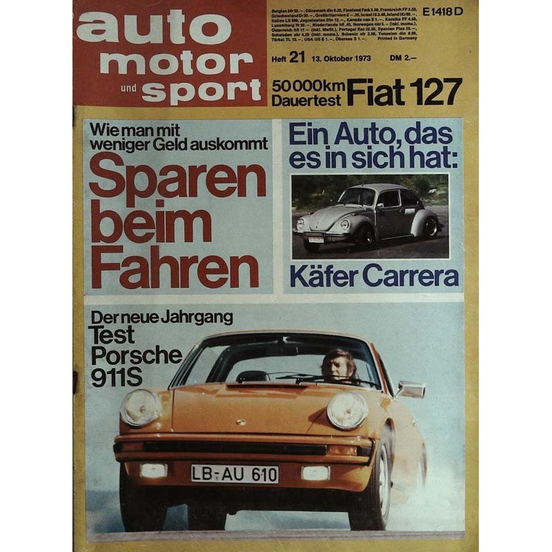 auto motor & sport Heft 21 / 13 Oktober 1973 - Porsche 911S