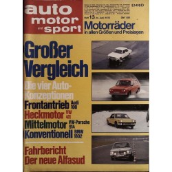 auto motor & sport Heft 13 / 24 Juni 1972 - Großer Vergleich