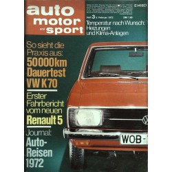 auto motor & sport Heft 3 / 5 Februar 1972 - VW K70