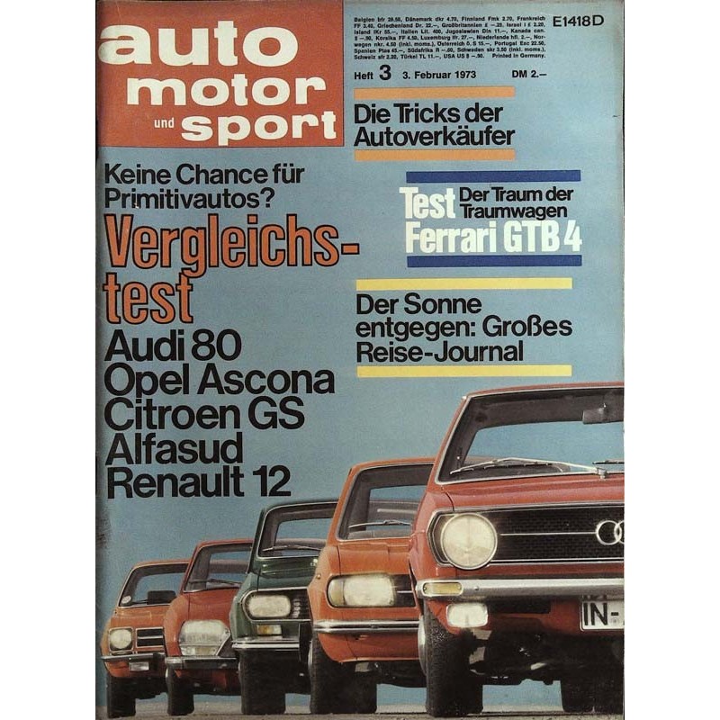 auto motor & sport Heft 3 / 3 Februar 1973 - Vergleichstest