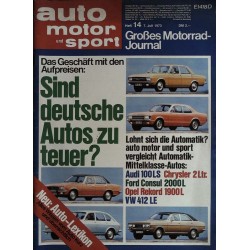 auto motor & sport Heft 14 / 7 Juli 1973 - Deutsche Autos teuer?