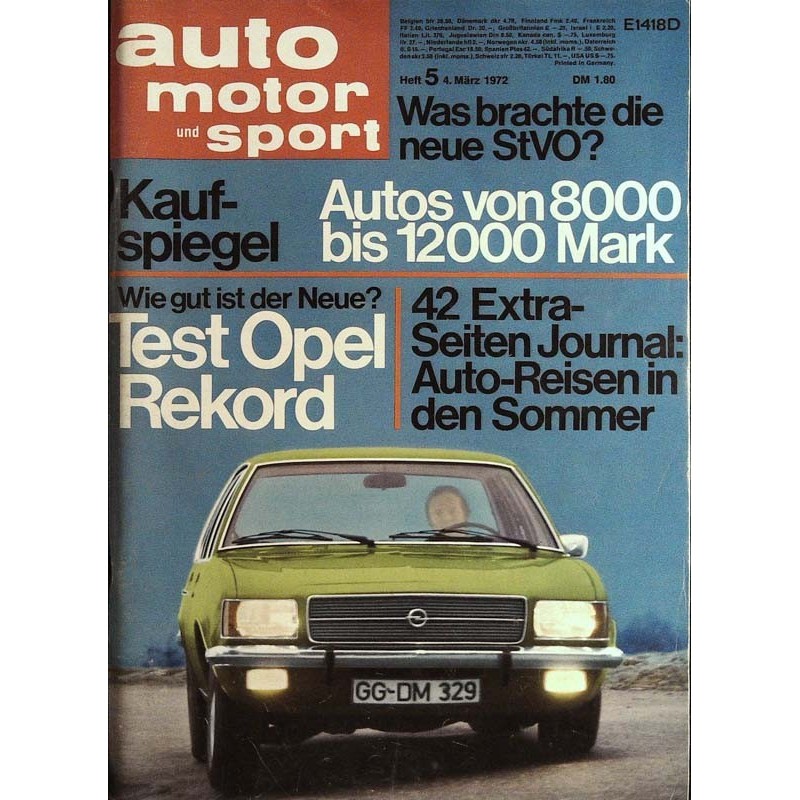 auto motor & sport Heft 5 / 4 März 1972 - Opel Rekord