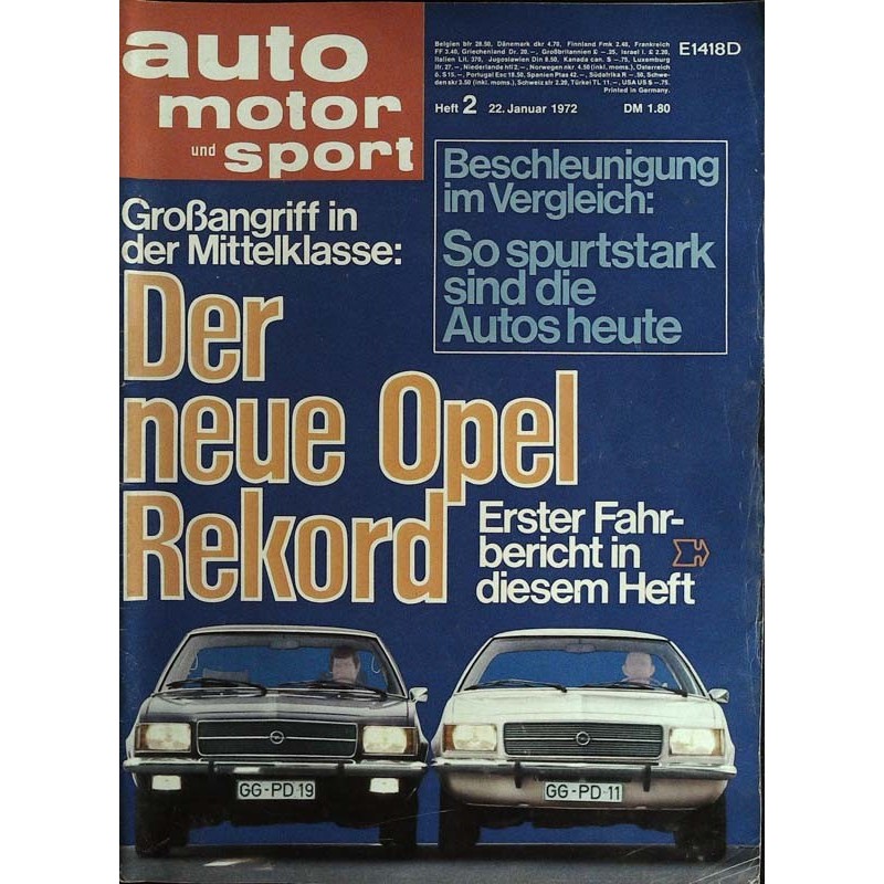 auto motor & sport Heft 2 / 22 Januar 1972 - Opel Rekord