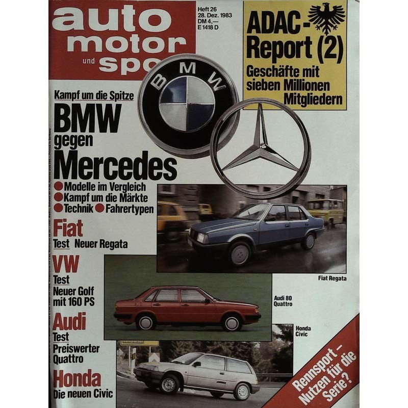 auto motor & sport Heft 26 / 28 Dezember 1983 - BMW gegen Mercedes
