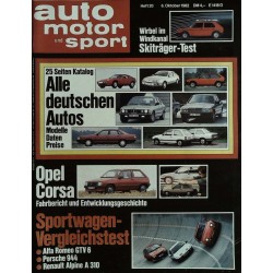 auto motor & sport Heft 20 / 6 Oktober 1982 - Deutsche Autos