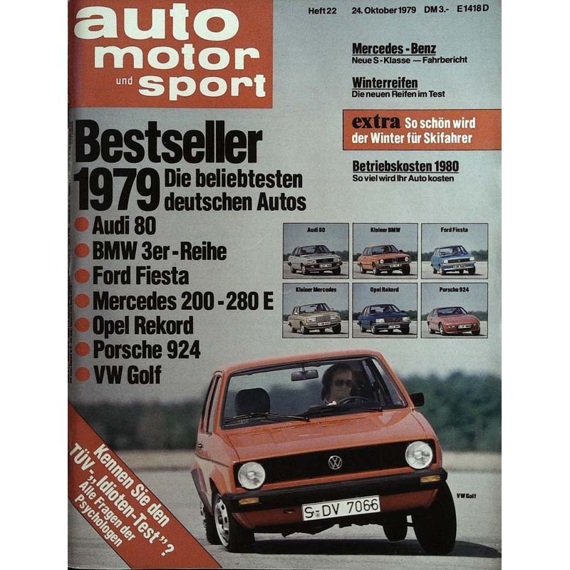 auto motor & sport Heft 22 / 24 Oktober 1979 - VW Golf