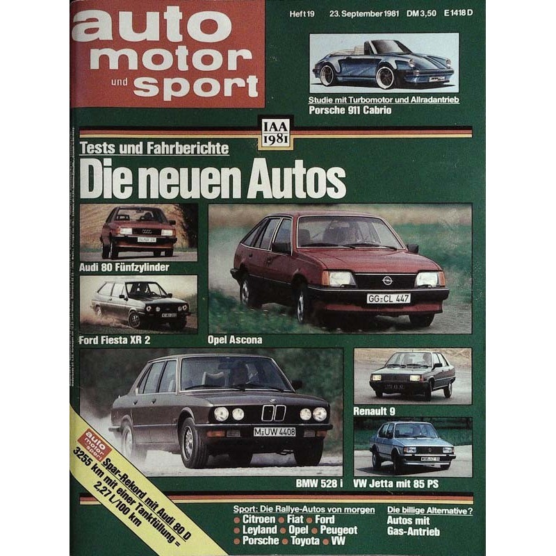 auto motor & sport Heft 19 / 23 September 1981 - Neue Autos