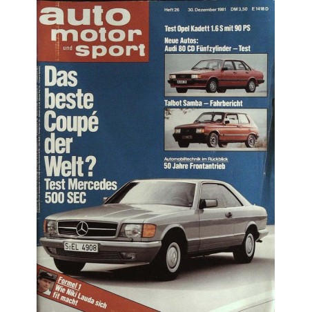 auto motor & sport Heft 26 / 30 Dezember 1981 - Mercedes 500 SEC