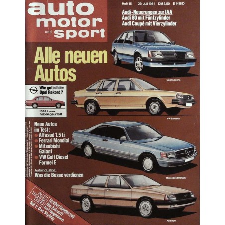 auto motor & sport Heft 15 / 29 Juli 1981 - Alle neuen Autos