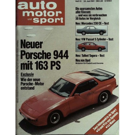 auto motor & sport Heft 13 / 30 Juni 1981 - Neuer Porsche 944