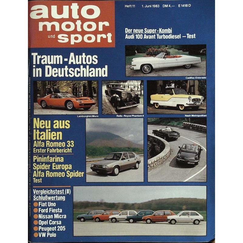 auto motor & sport Heft 11 / 1 Juni 1983 - Traum Autos