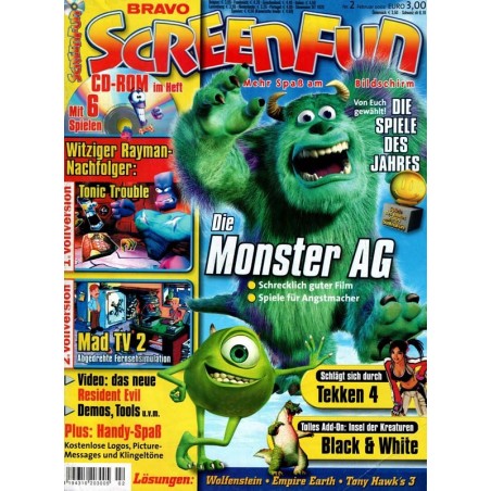 Bravo Screenfun Nr. 2 / Februar 2002 - Die Monster AG CD / DVD