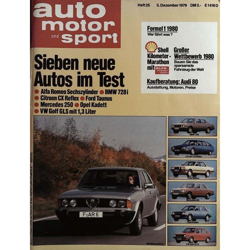 auto motor & sport Heft 25 / 5 Dezember 1979 - Sieben Autos im Test