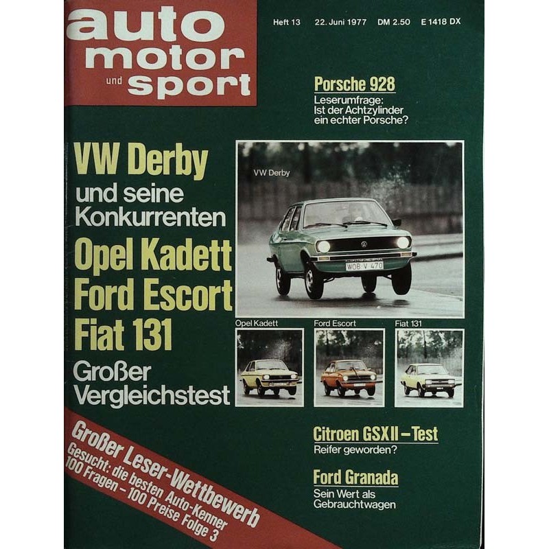 auto motor & sport Heft 13 / 22 Juni 1977 - VW Derby