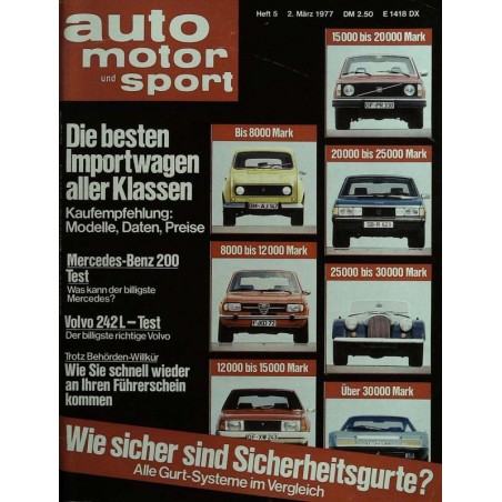 auto motor & sport Heft 5 / 2 März 1977 - Importwagen